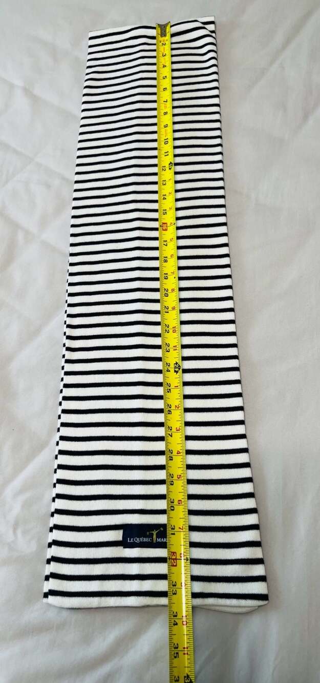 Le Québec Maritime Coastal Chic Black & White Striped Scarf | French Nautical - Picture 5 of 6